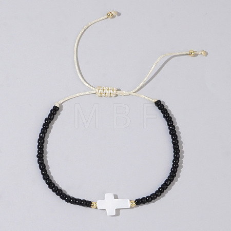 Glass Seed Beads & Brass Braided Beaded Bracelets TV0952-11-1