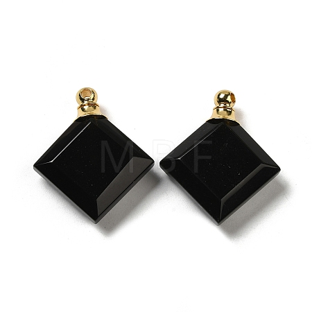 Natural Obsidian Perfume Bottle Pendants G-Z039-05G-03-1