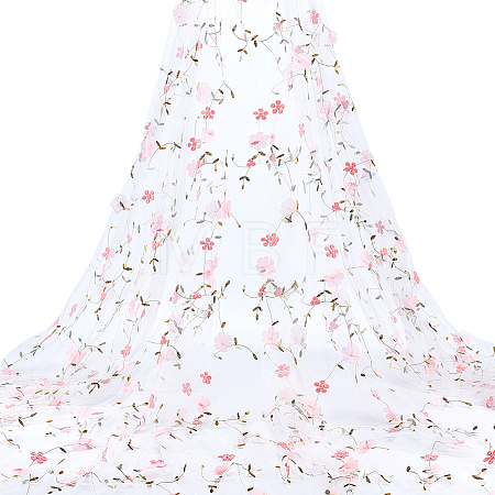 6 Yards Flower Pattern Milk Fiber Mesh Fabric DIY-NB0014-82A-1