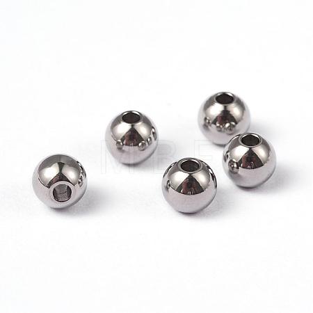 Tarnish Resistant Round 202 Stainless Steel Beads STAS-O091-A-04P-1