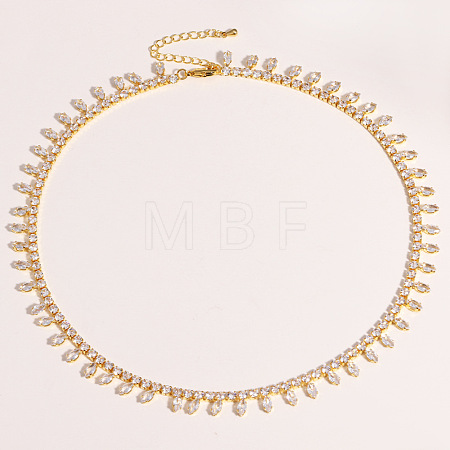 Brass Pave Cubic Zirconia Horse Eye Fringe Tennis Necklaces for Women WG35F58-02-1