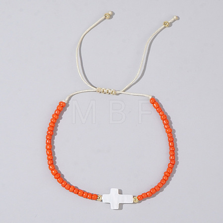 Glass Seed Beads & Brass Braided Beaded Bracelets LS-TV0952-8-1