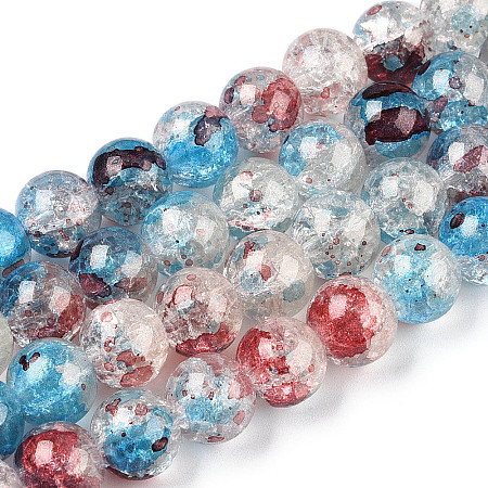 Baking Paint Crackle Glass Bead Strands X1-DGLA-R053-03I-1