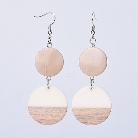 Resin & Wood Dangle Earrings EJEW-JE03025-03-1