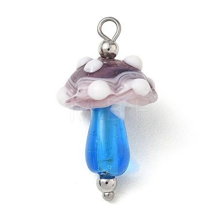 304 Stainless Steel with Handmade Bumpy Lampwork Pendants LA-CBA4231-01A-P-1