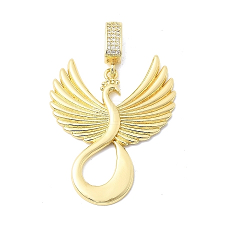Brass Micro Pave Clear Cubic Zirconia Pendants KK-F940-02G-1