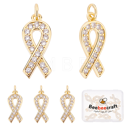 10Pcs Brass Micro Pave Clear Cubic Zirconia Pendants KK-BBC0004-12-1