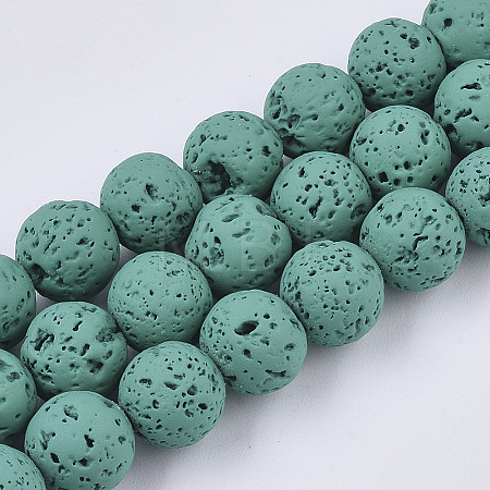 Spray Painted Natural Lava Rock Beads Strands X-G-N0324-C-03-1