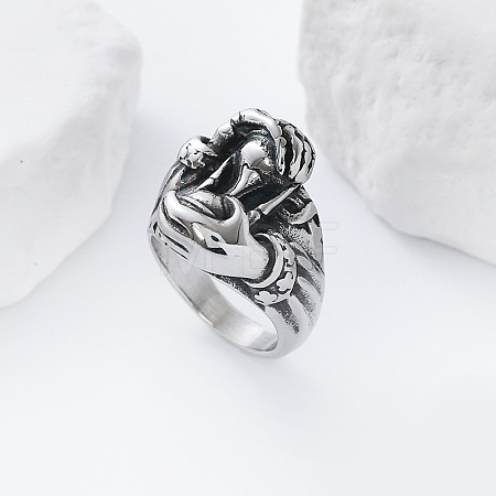 Vintage Punk 304 Stainless Steel Finger Rings YJ4863-3-1