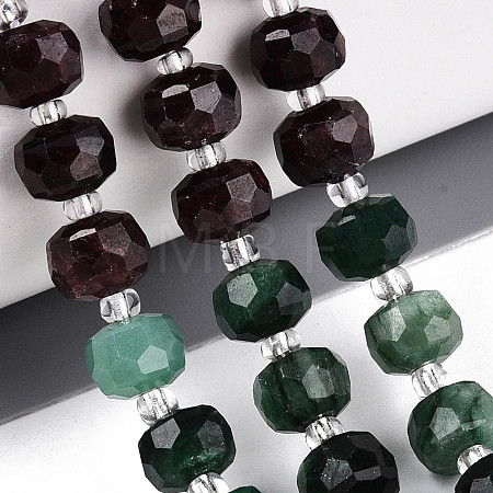 Natural Fuchsite & Garnet & White Moonstone Beads Strands G-T144-20B-01-1