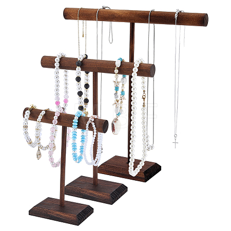 3 Sets 3 Styles T-Bar Wood Bracelet Organizer Display Stands BDIS-PH0001-10-1
