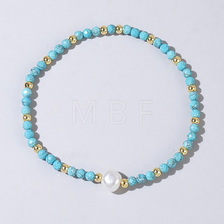 Natural Turquoise Beaded Stretch Bracelets for Women BG9690-10-1