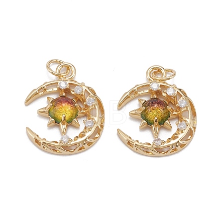 Brass Micro Pave Clear Cubic Zirconia Glass Pendants ZIRC-C024-06G-02-1