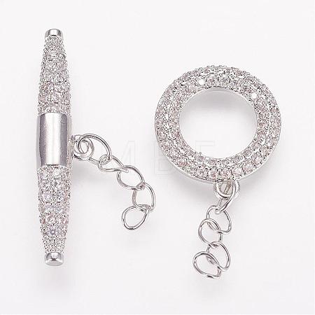 Brass Micro Pave Cubic Zirconia Ring Toggle Clasps ZIRC-P050-11P-1