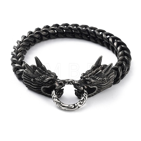 304 Stainless Steel Dragon Head Cuban Link Chains Bracelets for Men & Women BJEW-D031-23B-1