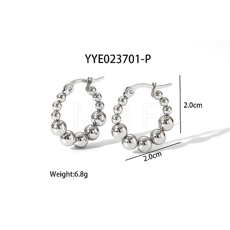 304 Stainless Steel Round Beaded Hoop Earrings for Women SN2323-2-1