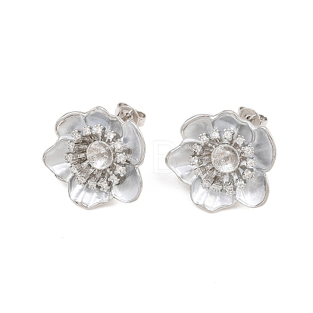 Brass Micro Pave Cubic Zirconia Stud Earring Findings CU-CBAA5EE-04P-01-1
