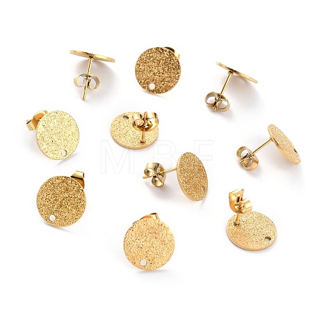 Ion Plating(IP) 304 Stainless Steel Stud Earring Findings STAS-O144-01C-G-1
