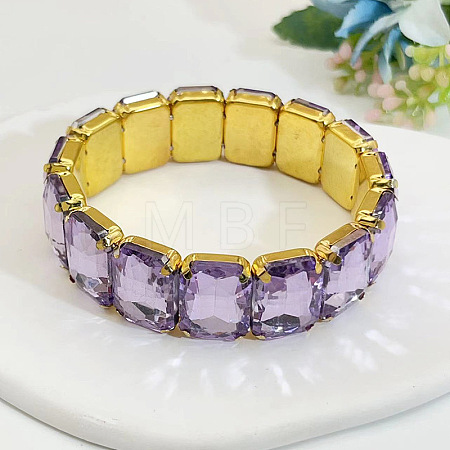 Brass Glass Beads Stretch Bracelets for Women FS-WG7A350-08-1