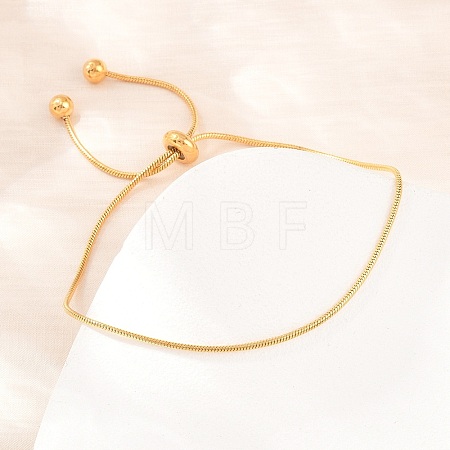 Adjustable 304 Stainless Steel Snake Chain Slider Bracelets for Women BJEW-D460-03G-1