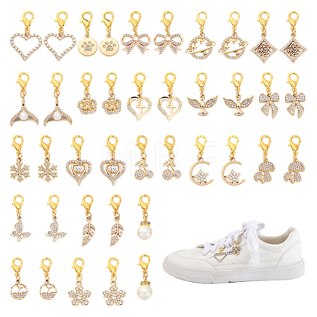 20Pcs 10 Styles Alloy Rhinestone Shoe Charms HJEW-ME00151-1