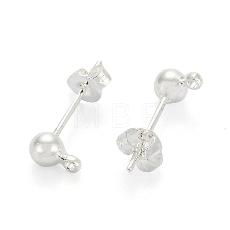 Silver Color Plated Brass Post Earring Findings X-EC593-S-1