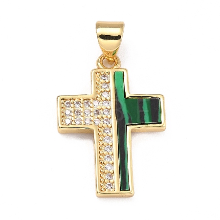 Real 18K Gold Plated Brass Micro Pave Clear Cubic Zirconia Pendants KK-G402-10G-B-1