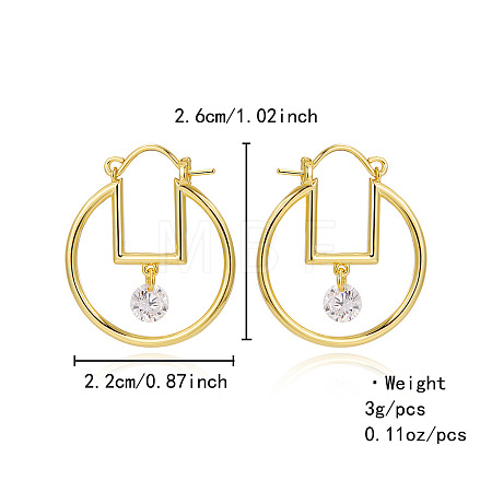 Brass & Clear Cubic Zirconia Hoop Earrings FS-WG3D18D-02-1