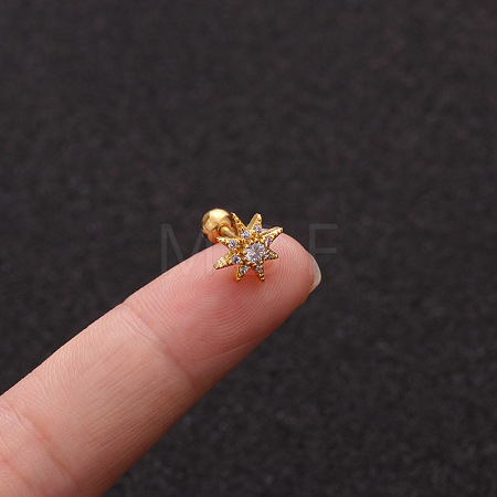 316L Surgical Stainless Steel Micro Pave Clear Cubic Zirconia Star Cartilage Earrings WG9CD6D-12-1
