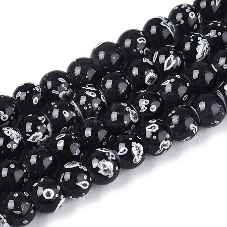 Baking Paint Glass Beads Strands DGLA-N015-6mm-10-1