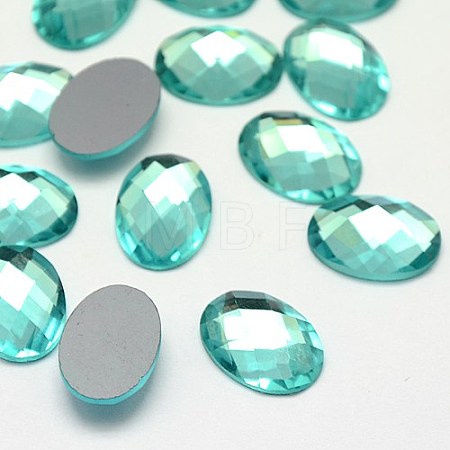 Faceted Glass Oval Cabochons GGLA-F008C-15-1