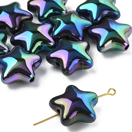 10Pcs UV Plating Plastic Beads SACR-YW0001-86F-1