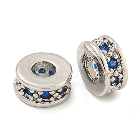 Rack Plating Brass Micro Pave Cubic Zirconia Spacer Beads KK-F089-39B-P06-1