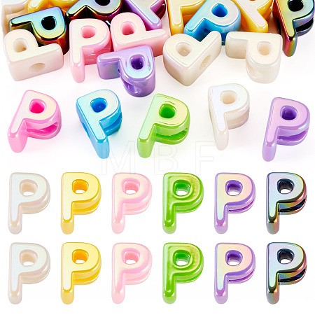 20Pcs UV Plating Opaque Acrylic European Beads OACR-TADJ0001-16P-1