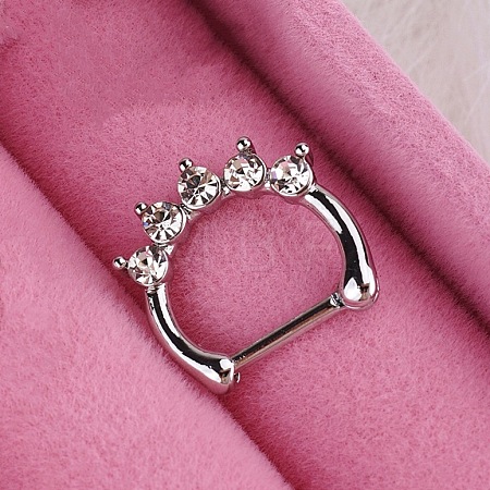 316L Stainless Steel Micro Pave Cubic Zirconia Hoop Nose Rings WG5D603-09-1