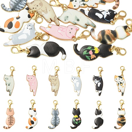 12Pcs Alloy Enamel Pendant Decorations HJEW-YW00472-1