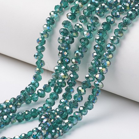 Electroplate Transparent Glass Beads Strands EGLA-A034-T8mm-S13-1