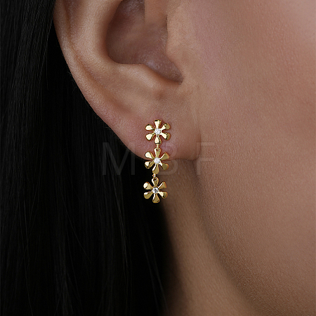 925 Sterling Silver Micro Pave Cubic Zirconia Flower Stud Earrings for Women RH1808-1