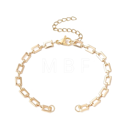 Brass Rectangle Link Chains Bracelet Making AJEW-JB01302-01-1