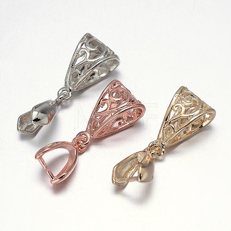 Filigree Rack Plating Brass Pendant Pinch Bails KK-L102-12-1