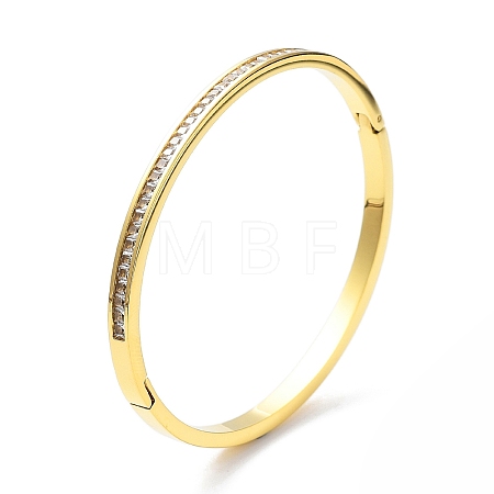 Ion Plating(IP) 304 Stainless Steel Hinged Bangle with Rhinestone BJEW-M309-03G-1
