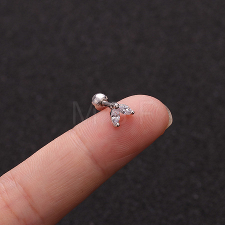 316L Surgical Stainless Steel Micro Pave Clear Cubic Zirconia Flower Cartilage Earrings WG9CD6D-15-1