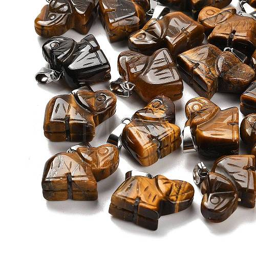 Natural Tiger Eye Pendants G-B127-05P-06-1