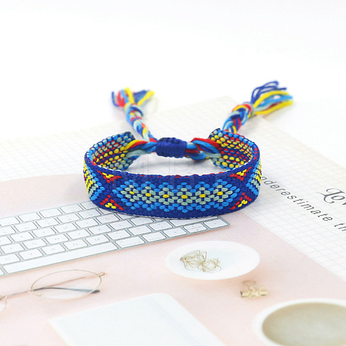 Polyester Braided Rhombus Pattern Cord Bracelet FIND-PW0013-004A-04-1