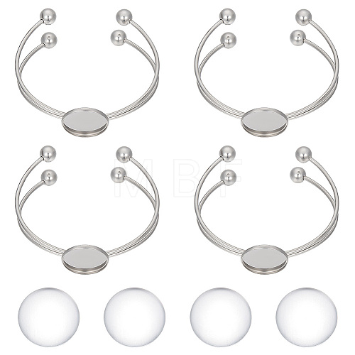 Unicraftale 4Pcs 304 Stainless Steel Double Wire Cuff Bangle Makings STAS-UN0046-18-1