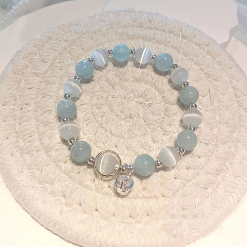 Cat Eye Round Beaded Stretch Bracelets WG66F0A-07-1