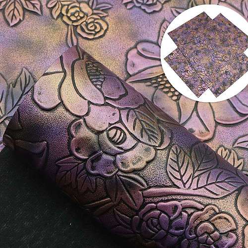 Flower Pattern Imitation Leather Fabrics PW-WGB593C-12-1