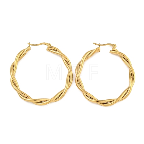 304 Stainless Steel Twist Ring Hoop Earrings for Women EJEW-U022-14G-1