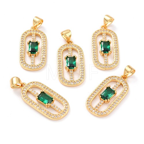 Real 18K Gold Plated Brass Micro Pave Cubic Zirconia Pendants ZIRC-L100-083G-02-1