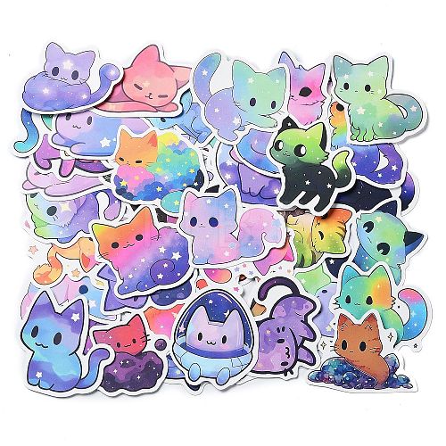 50Pcs PVC Waterproof Cat Stickers STIC-D001-01D-1